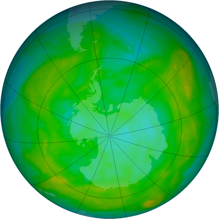 Antarctic ozone map for 14 January 1979